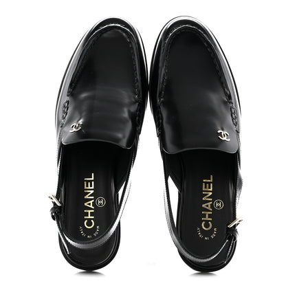 Chanel Shiny Calfskin Slingback Loafers 39 Black 2 of 10