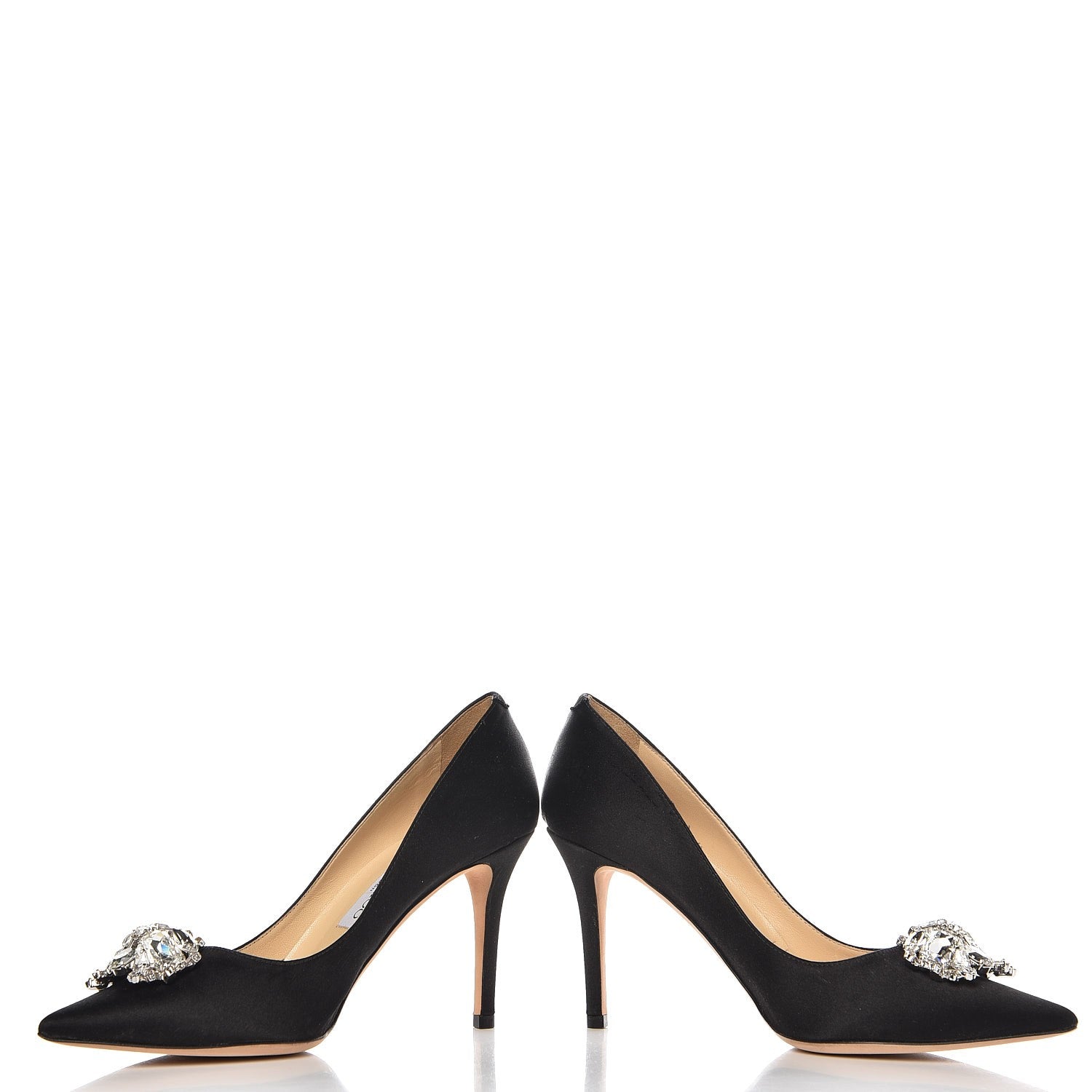 Jimmy Choo Satin Crystal Mamey 85 Pumps 37.5 Black 9 of 9