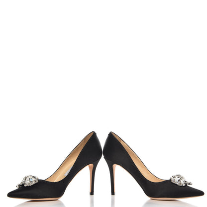 Jimmy Choo Satin Crystal Mamey 85 Pumps 37.5 Black 9 of 9
