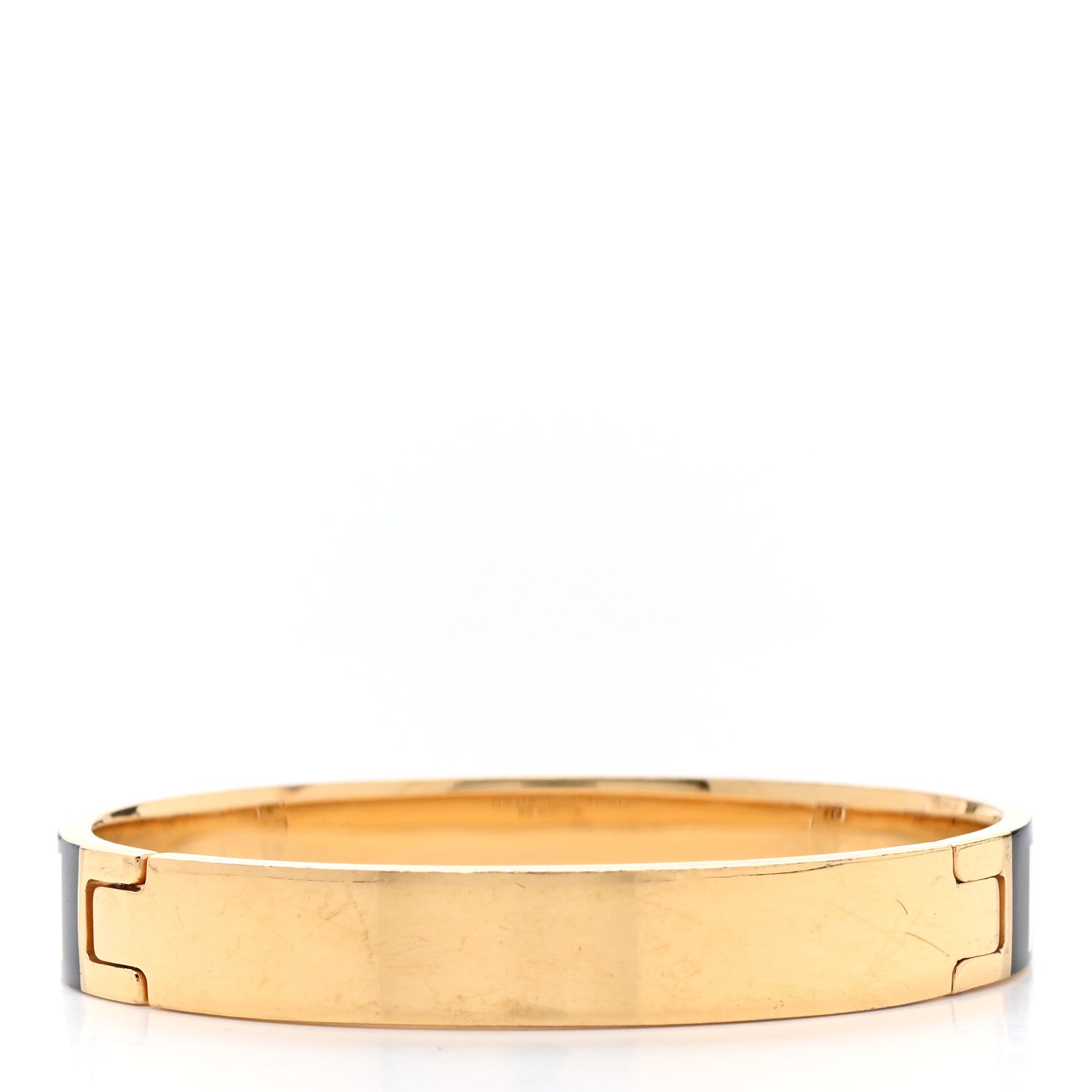 Fendi Brass Enamel FF Bracelet S Gold Black 3 of 4