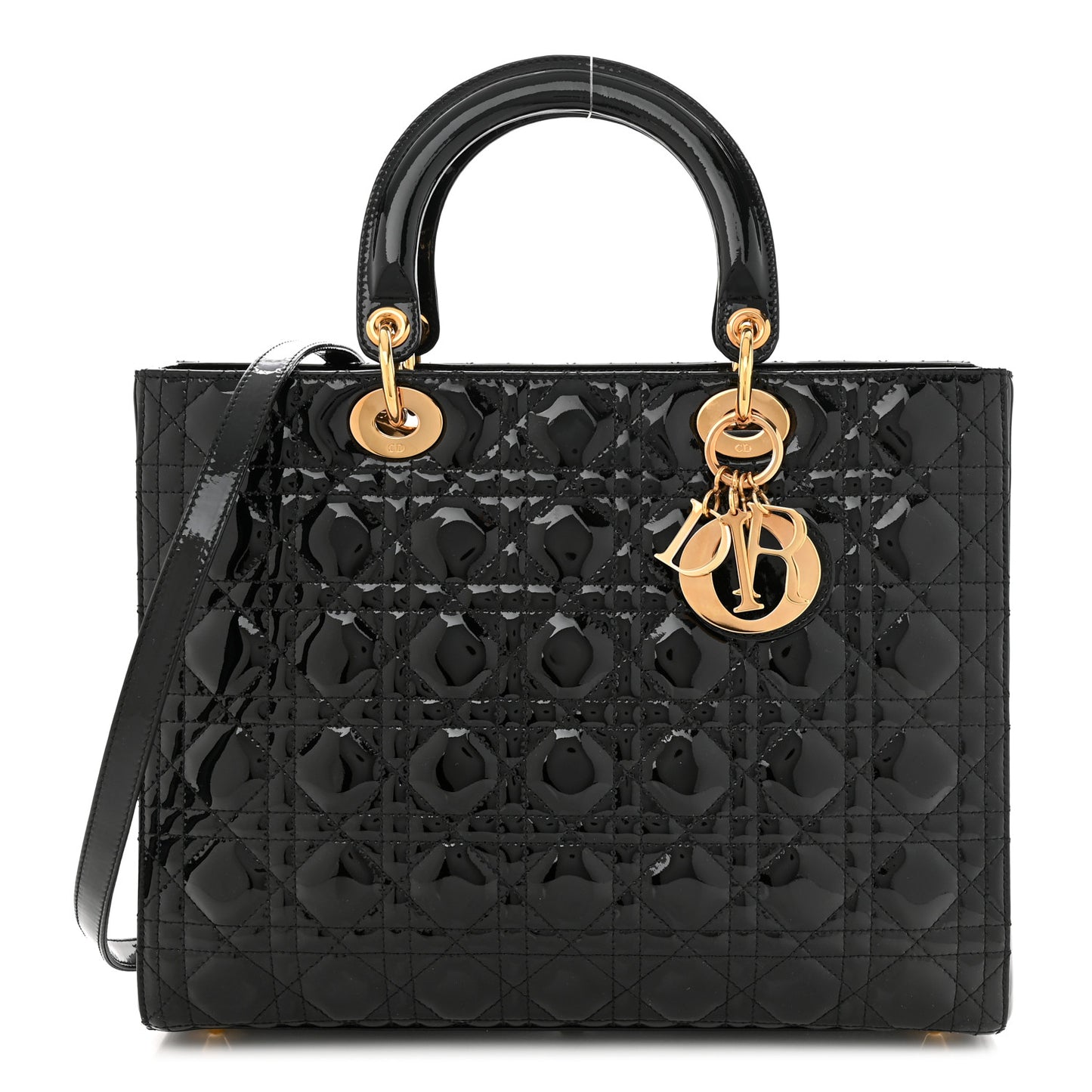 Patent Cannage Large Lady Dior Black