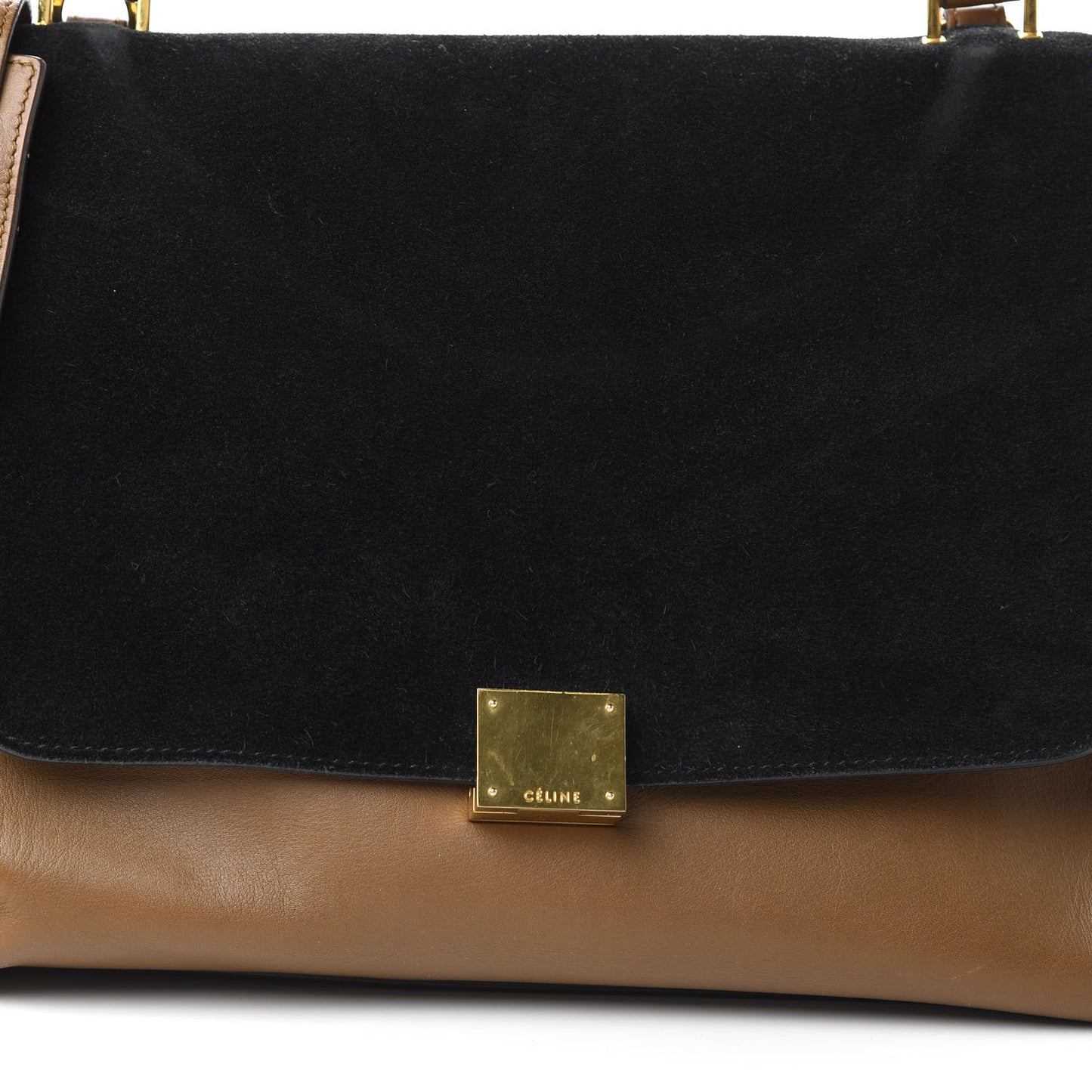 Smooth Calfskin Suede Large Tri-Color Trapeze Black