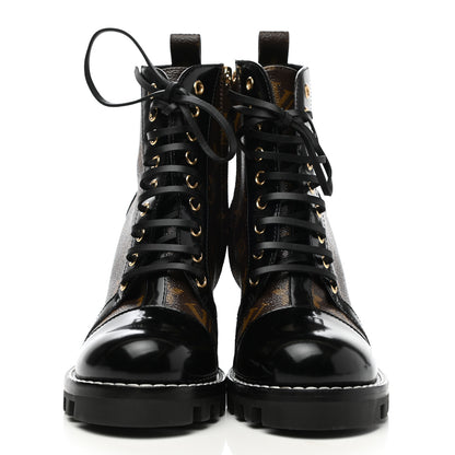 Louis Vuitton Patent Calfskin Monogram Star Trail Ankle Boots 38.5 Black 2 of 9