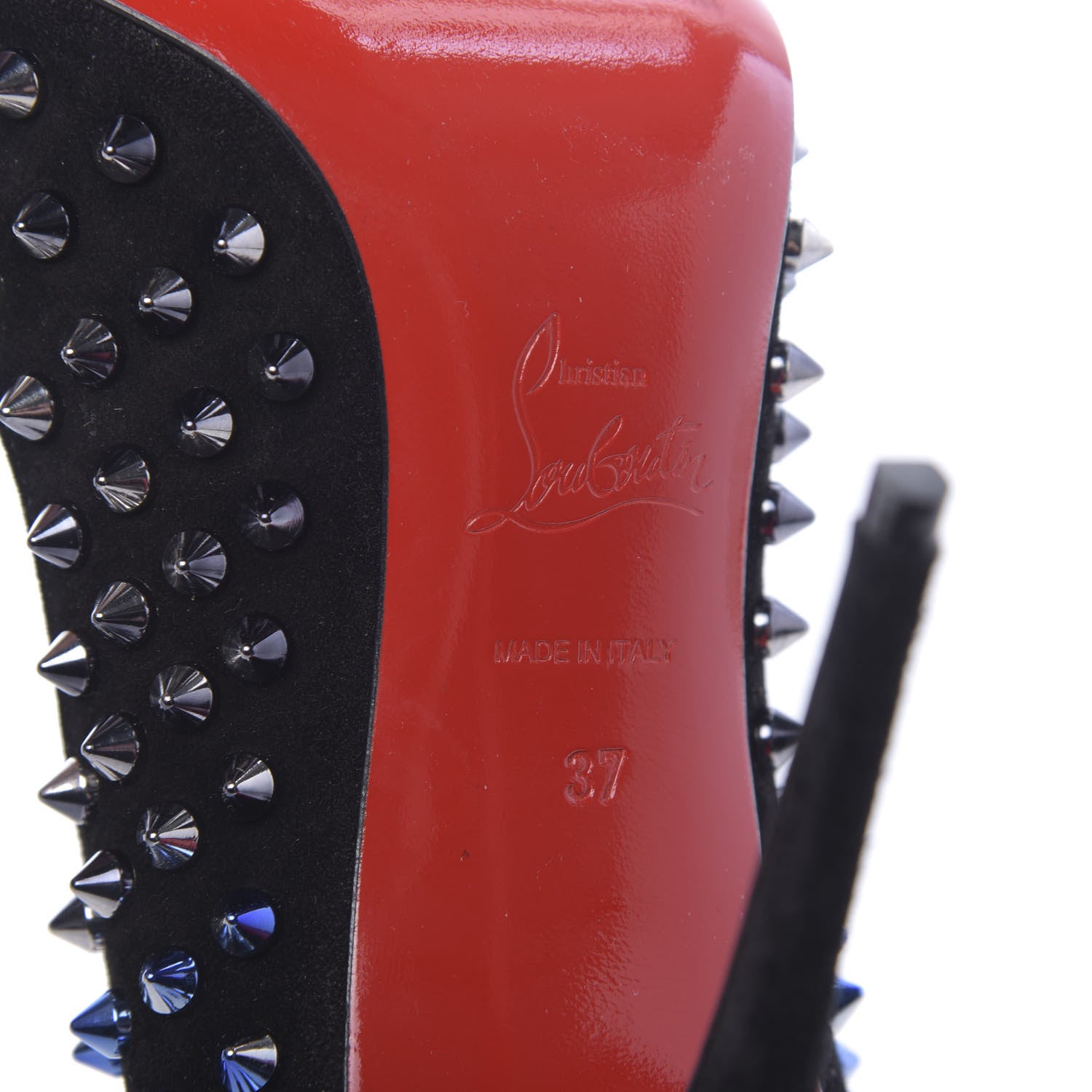 Christian Louboutin Suede Follies Spikes 100 Pumps 37 Black 7 of 15