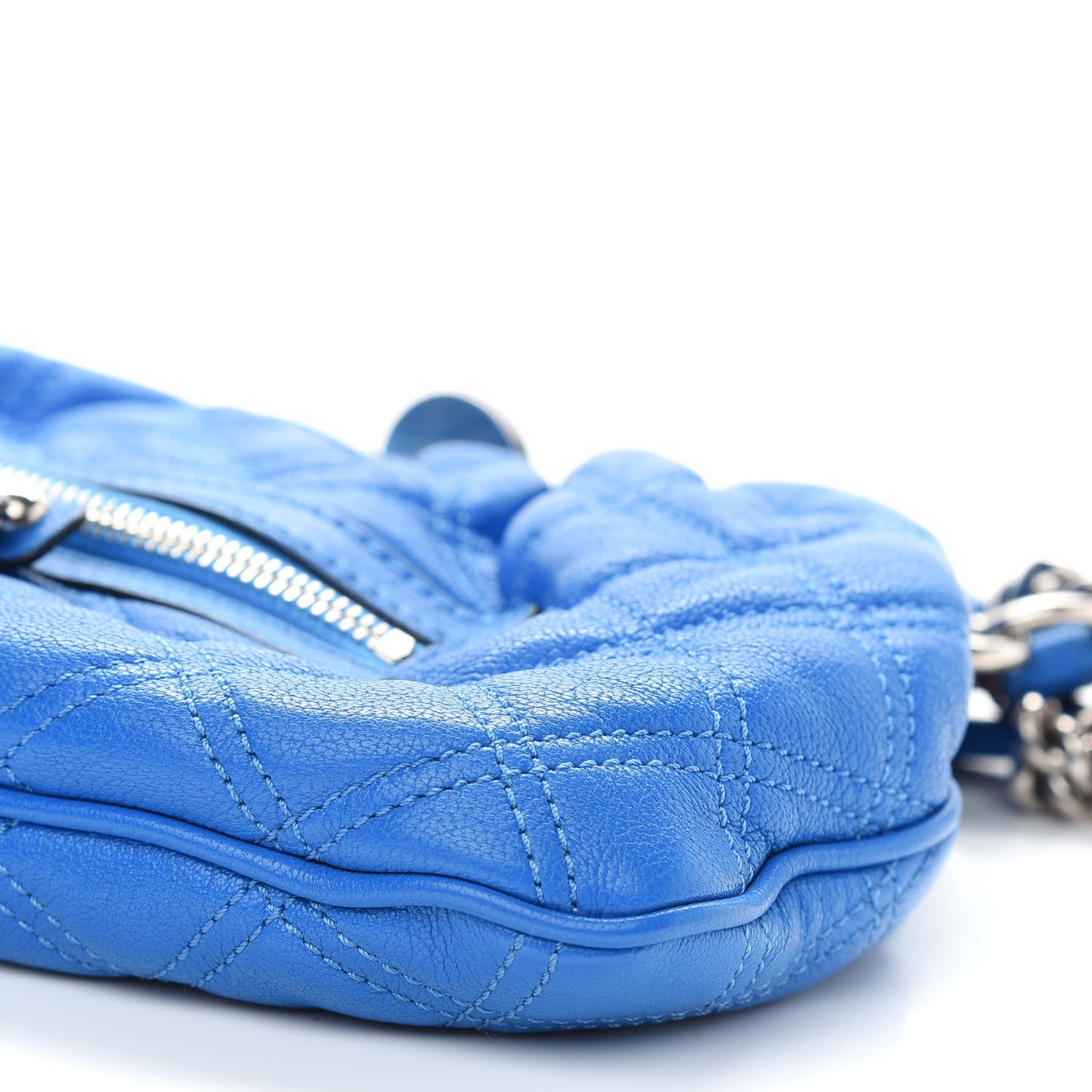 Calfskin Quilted Little Stam Bright Blue
