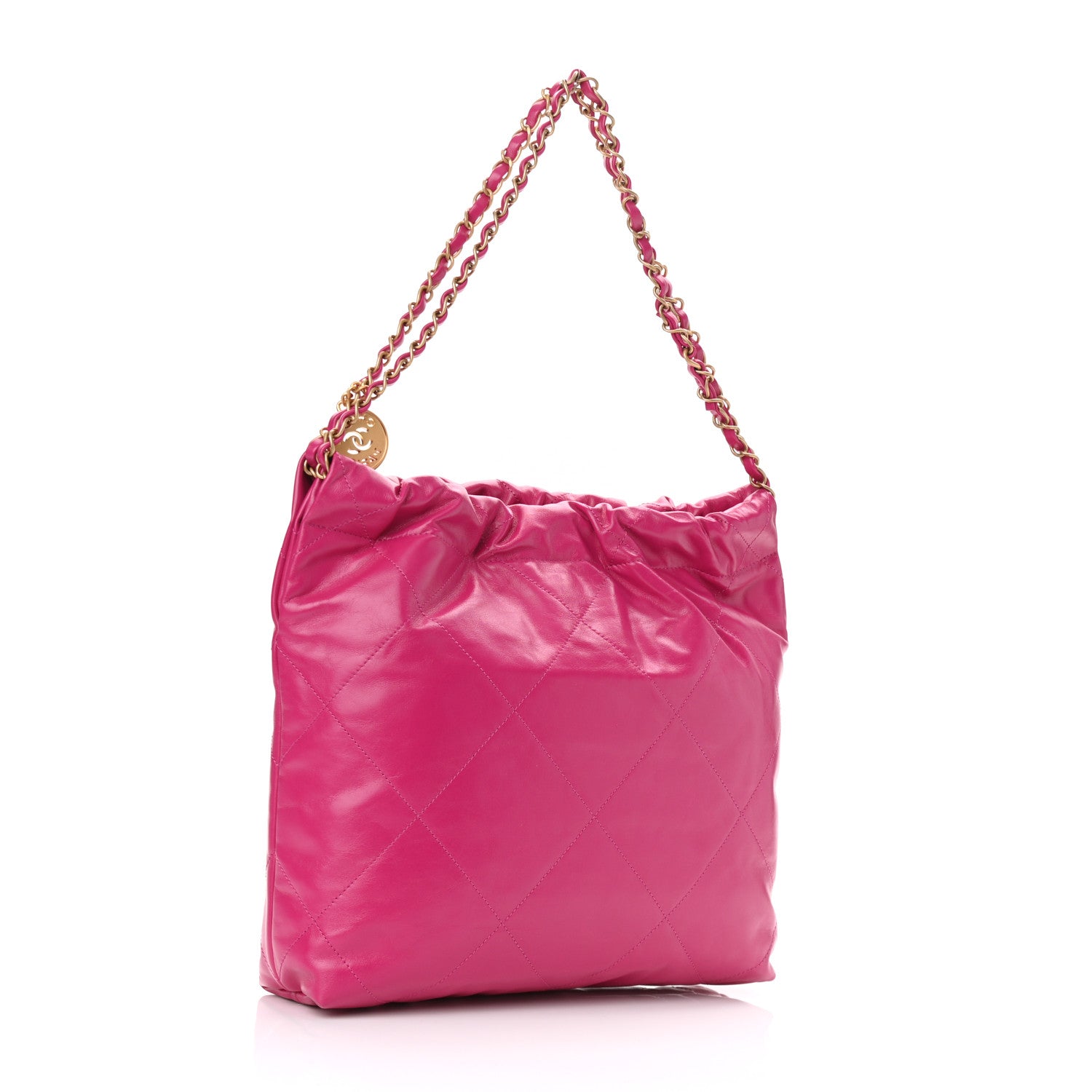 Chanel Shiny Calfskin Quilted Small Chanel 22 Fuchsia 4 of 12
