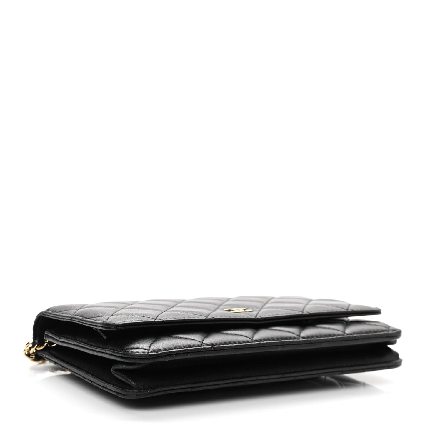 Lambskin Quilted Wallet On Chain WOC Black
