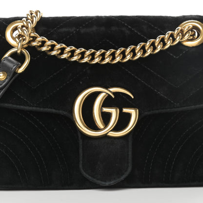 Gucci Velvet Matelasse Mini GG Marmont Shoulder Bag Black 8 of 17