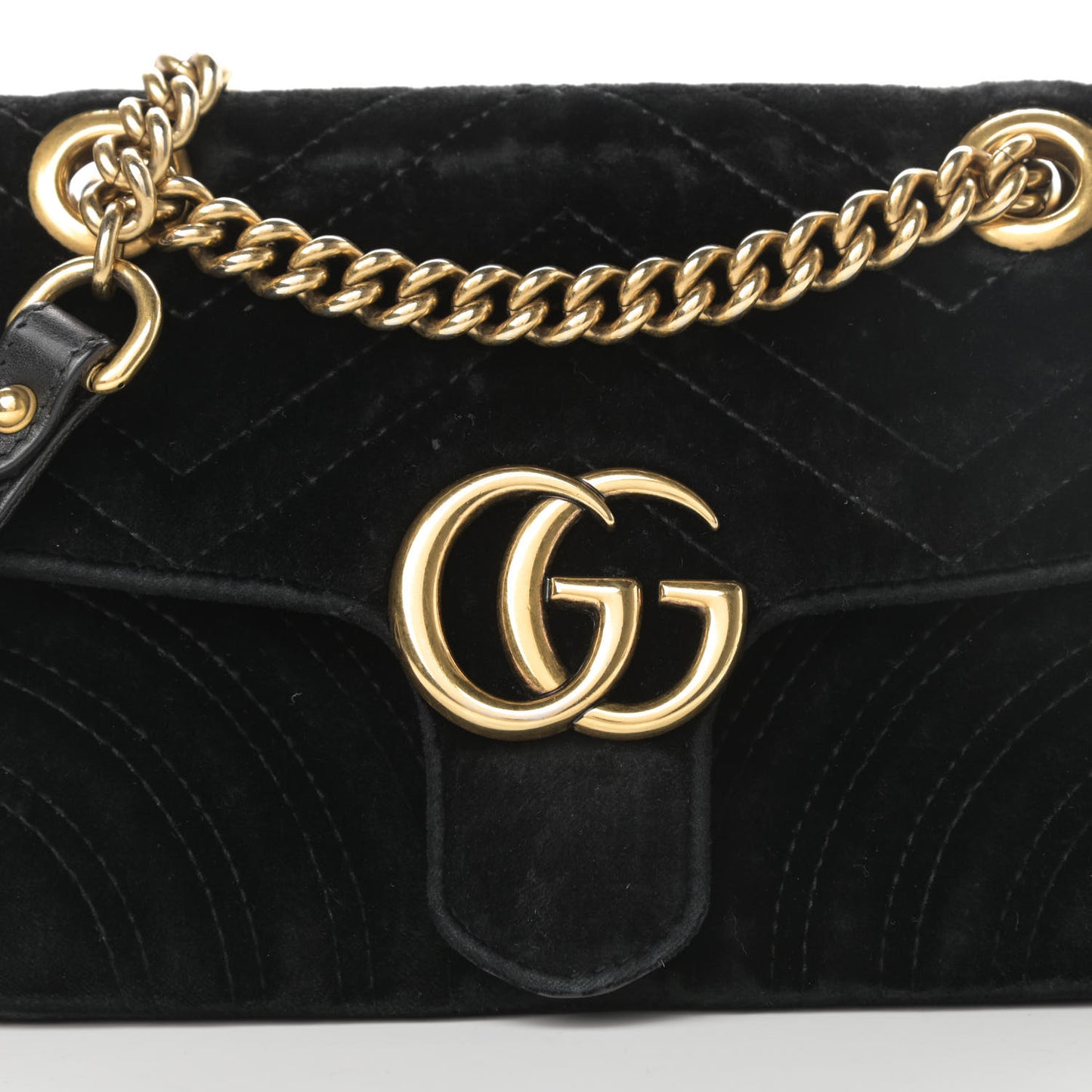 Velvet Matelasse Mini GG Marmont Shoulder Bag Black