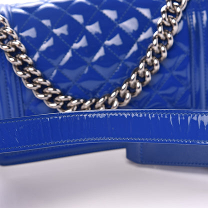 Chanel Patent Calfskin Quilted Small Plexiglass Boy Flap Blue 15 of 15