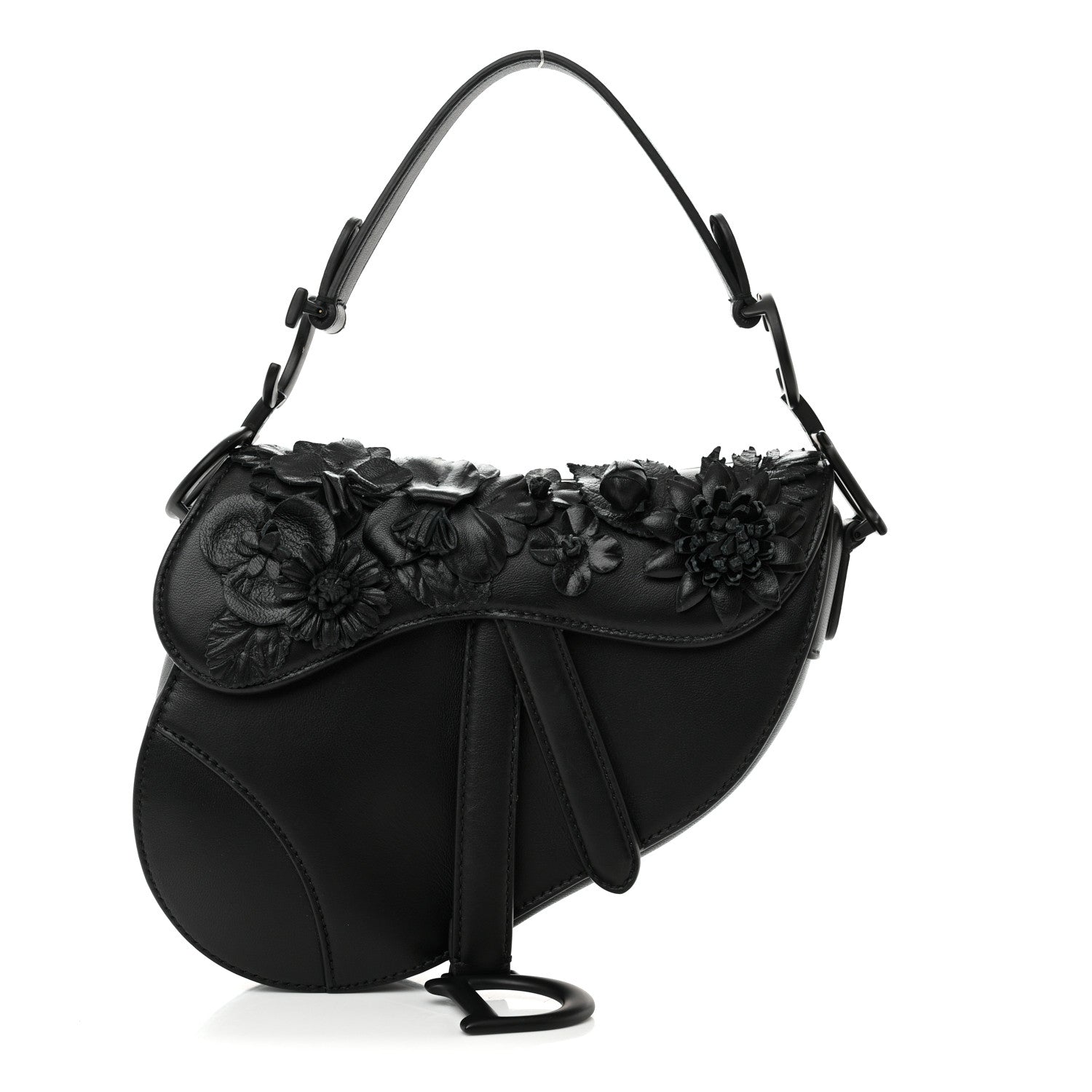 Christian Dior Lambskin Mini 3D Floral Saddle Bag Black 1 of 13