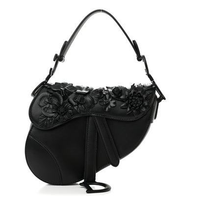 Christian Dior Lambskin Mini 3D Floral Saddle Bag Black 1 of 13