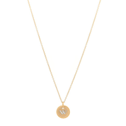 David Yurman 18K Yellow Gold Diamond Initial W Charm Pendant Necklace 1 of 5