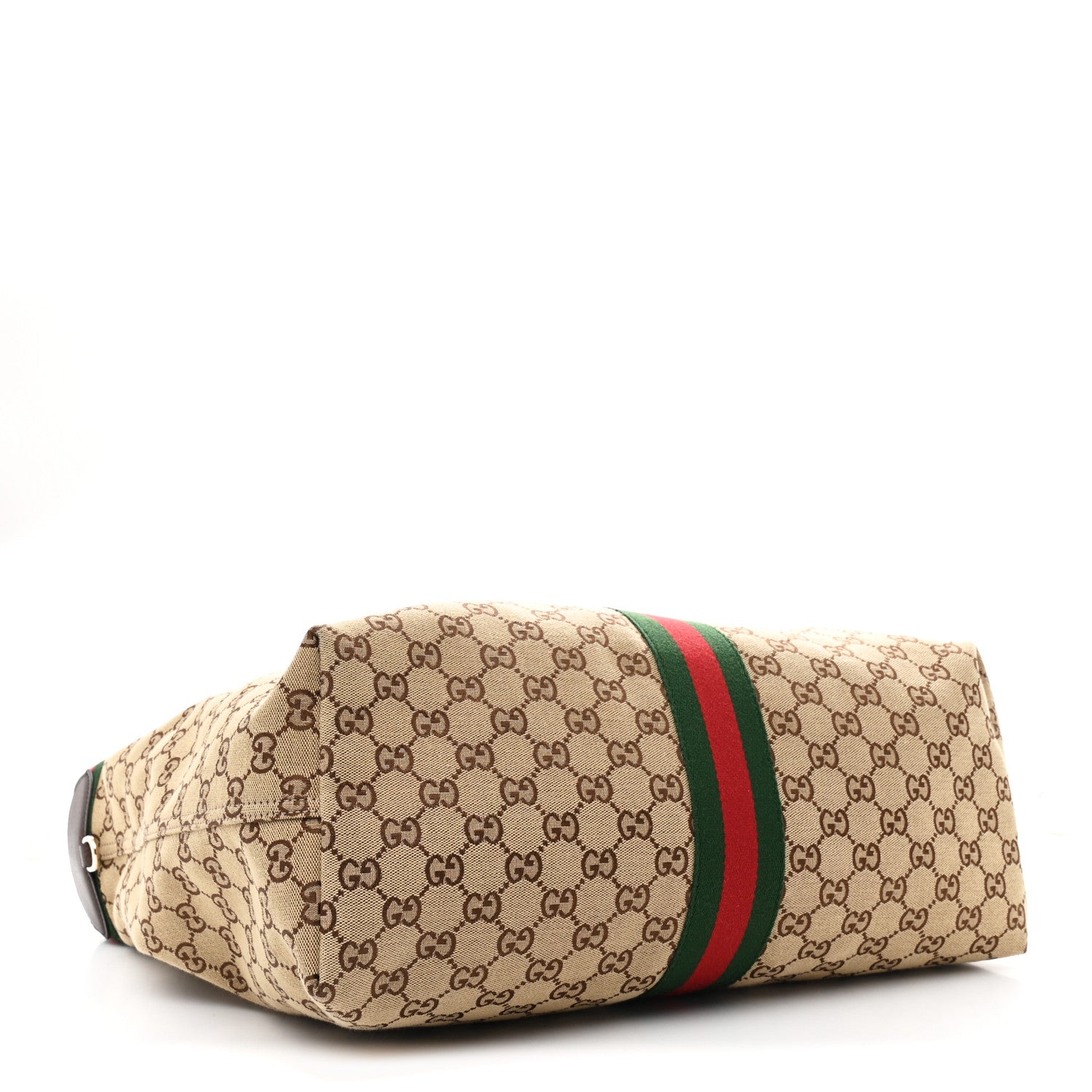 Gucci GG Monogram Web Large Giglio Tote Beige Brown 4 of 9