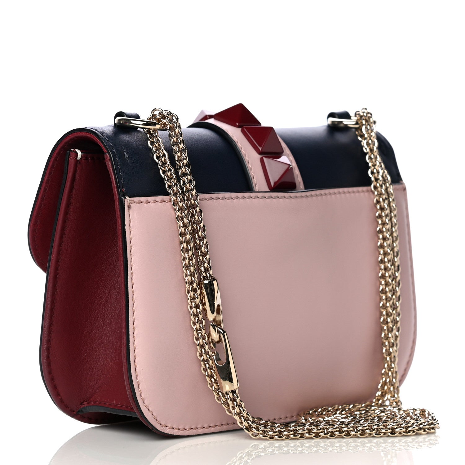 Valentino Garavani Vitello Small Glam Lock Rockstud Flap Light Ivory Water Rose Marine Rubin 4 of 13