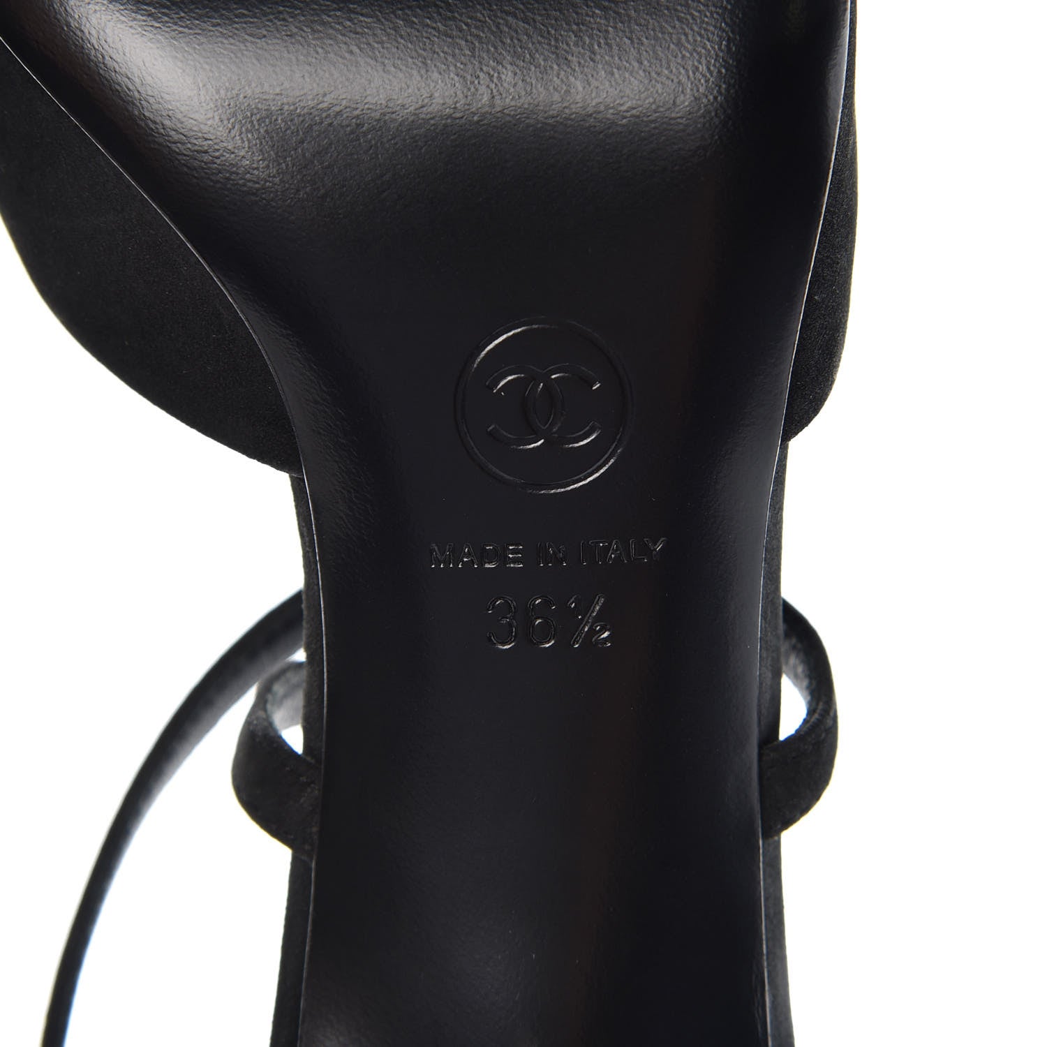 Chanel Suede Patent Cap Toe CC Heels 36.5 Black 6 of 9