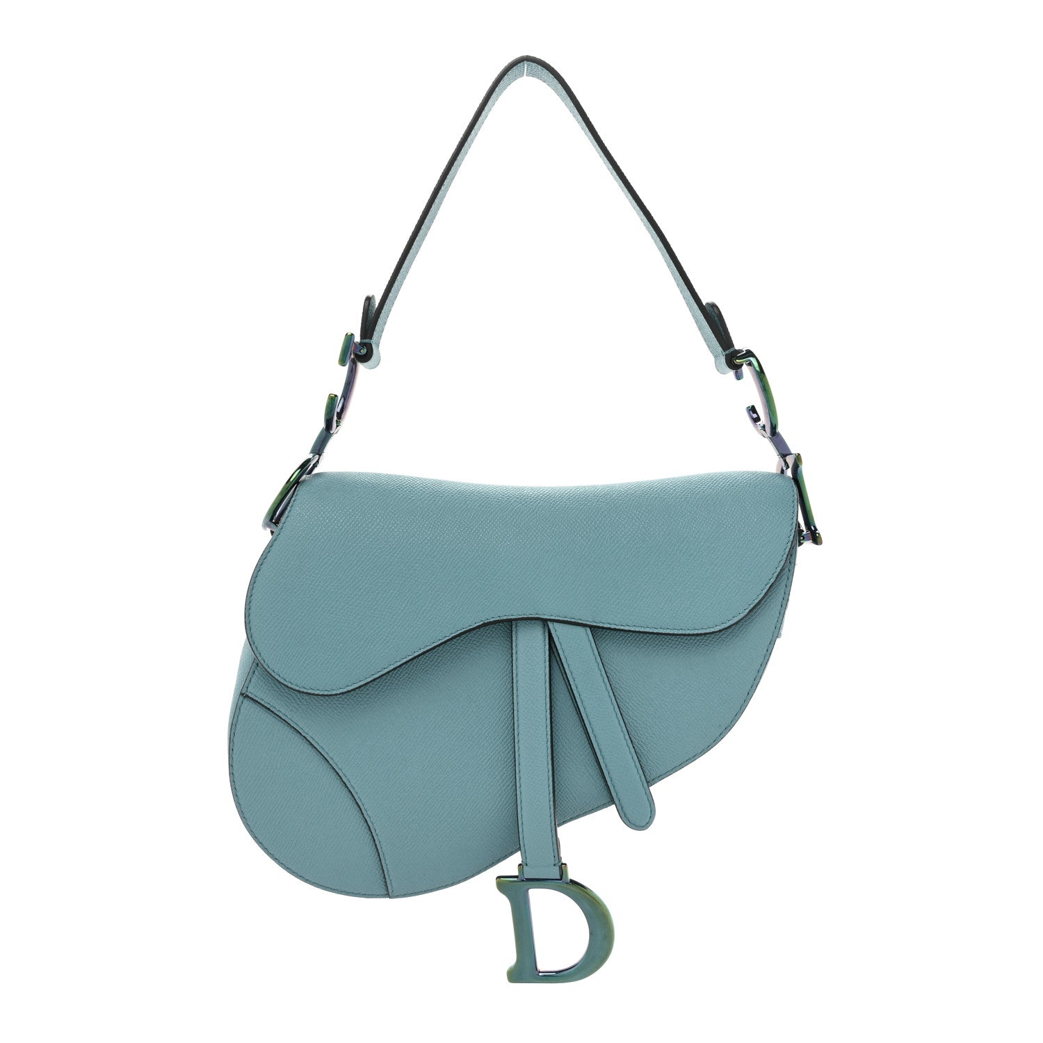 Christian Dior Grained Calfskin Saddle Bag Azure Blue 1 of 13