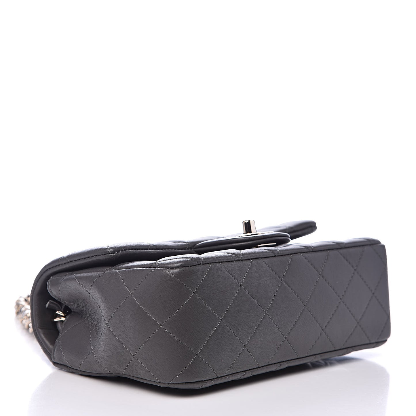 Lambskin Quilted Mini Rectangular Flap Grey