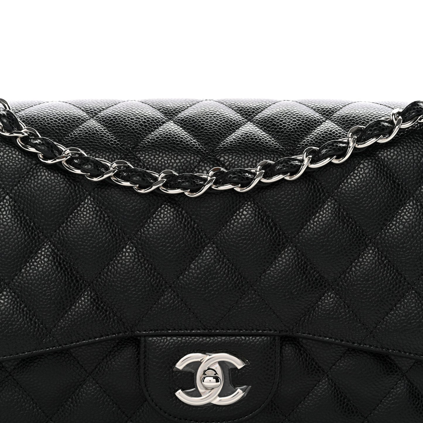 Caviar Quilted Jumbo Double Flap Black