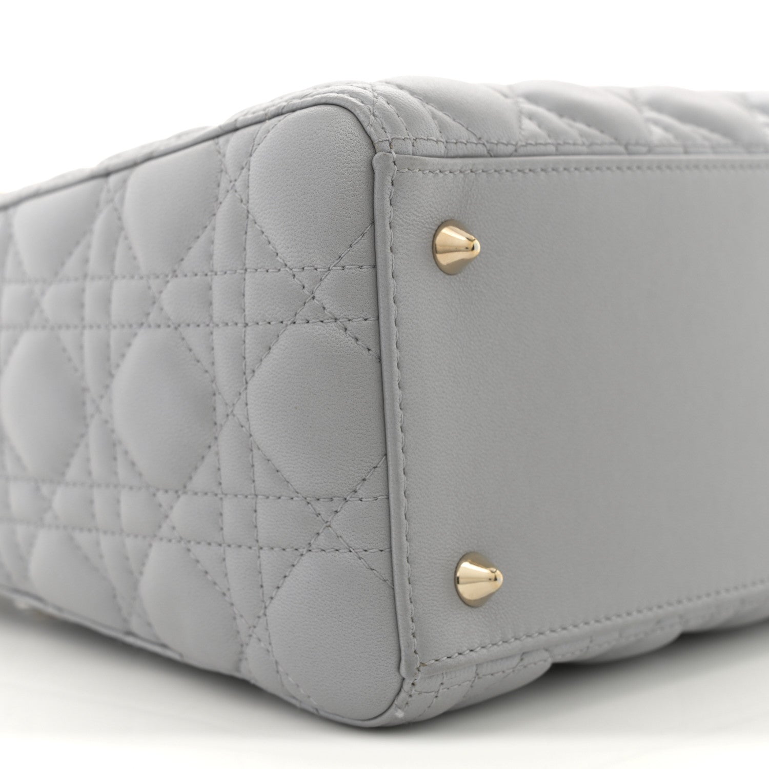 Christian Dior Pearly Lambskin Cannage Medium Lady Dior Grey 9 of 11
