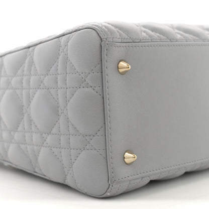 Christian Dior Pearly Lambskin Cannage Medium Lady Dior Grey 9 of 11