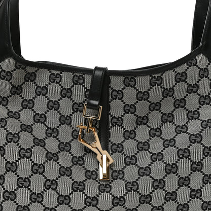 Gucci Monogram Lobster Clasp Jackie O Hobo Beige Black 8 of 10
