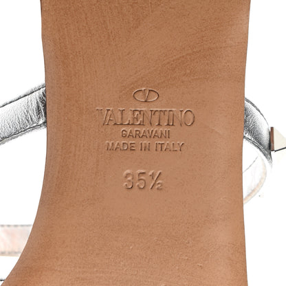 Valentino Garavani Metallic Nappa Rockstud Caged Flat Slide Sandals 35.5 Silver 7 of 8
