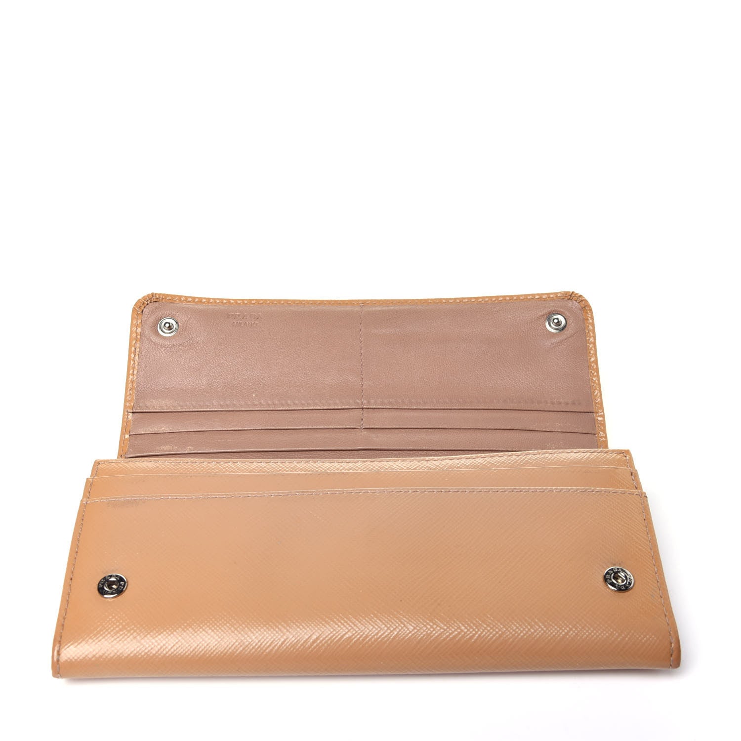 Prada Saffiano Studded Flap Wallet Caramel 9 of 11