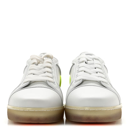 Christian Louboutin Calfskin Perforated Nappa Womens Fun Vieira Orlato Flat Sneakers 39 Bianco Fluo Yellow 3 of 10