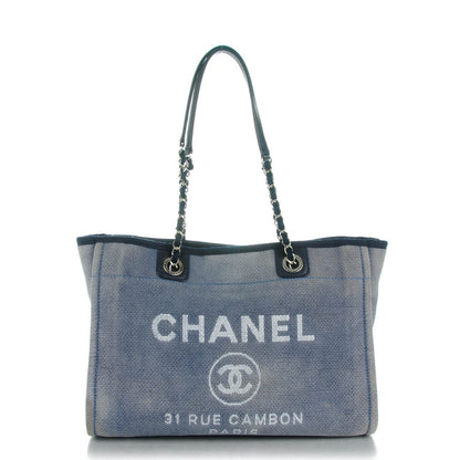 Chanel Canvas Small Deauville Tote Denim Blue 1 of 8