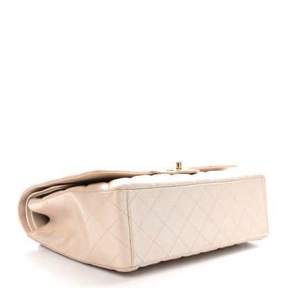Chanel Metallic Caviar Quilted Maxi Double Flap Beige 4 of 13
