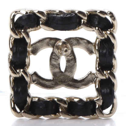 Chanel Crystal Lambskin Chain Sergeant Stud Earrings Black Gold 5 of 6