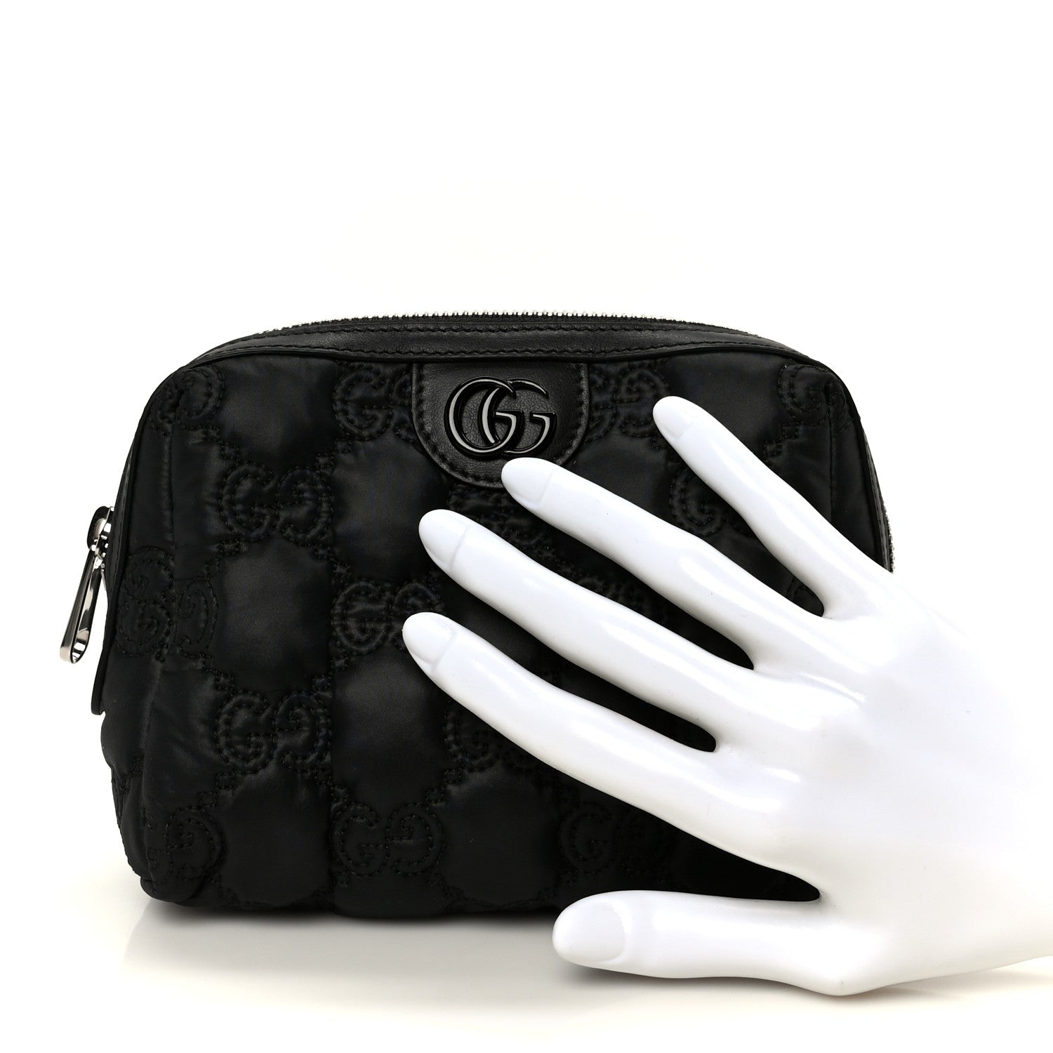 Gucci Nylon Calfskin Enamel GG Matelasse Beauty Case Black 2 of 9