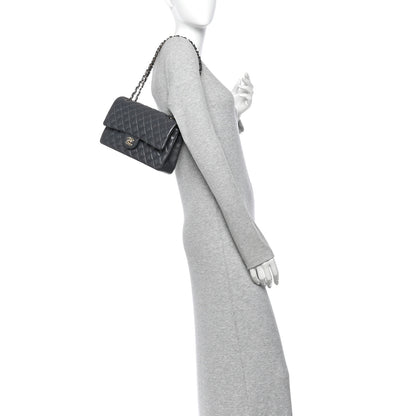Chanel Caviar Quilted Medium Double Flap Dark Grey 2 of 10