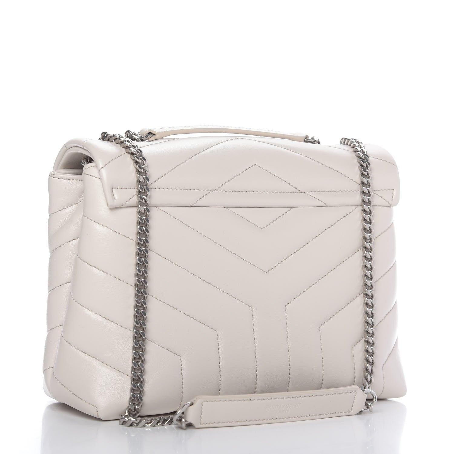Saint Laurent Calfskin Y Quilted Monogram Small Loulou Chain Satchel Granite 4 of 11
