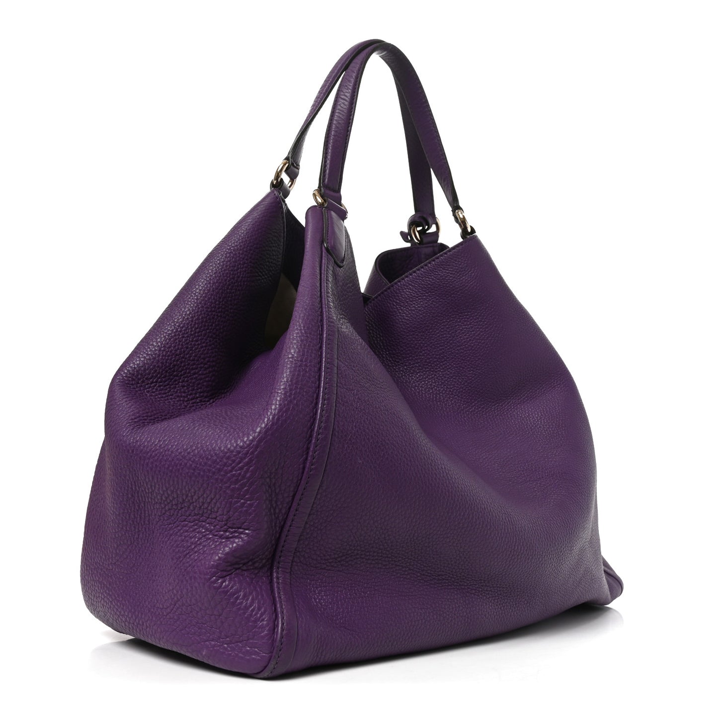 Pebbled Calfskin Large Soho Shoulder Bag Shine Purple