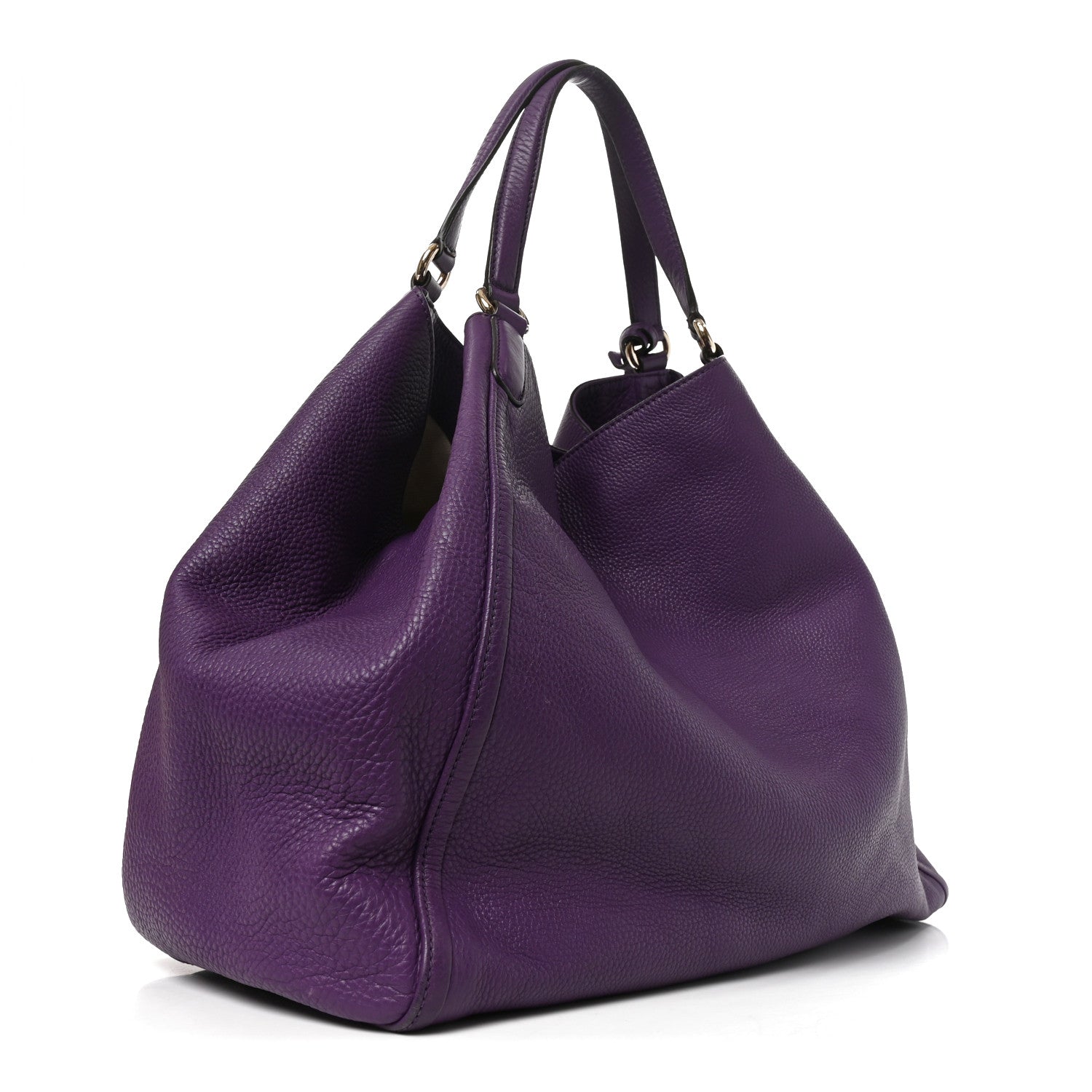 Gucci Pebbled Calfskin Large Soho Shoulder Bag Shine Purple 3 of 10