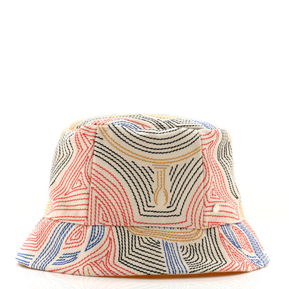 Hermes Cotton Eperon D'Or Embroidered Calvi Bucket Hat 56 Blanc Casse 5 of 10