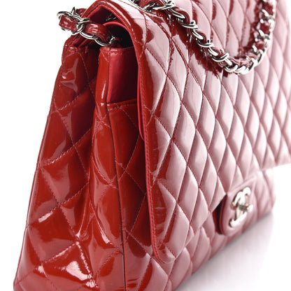 Chanel Patent Quilted Maxi Double Flap Red 8 of 29