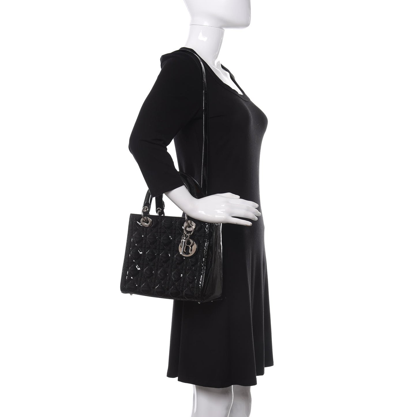 Patent Cannage Medium Lady Dior Black