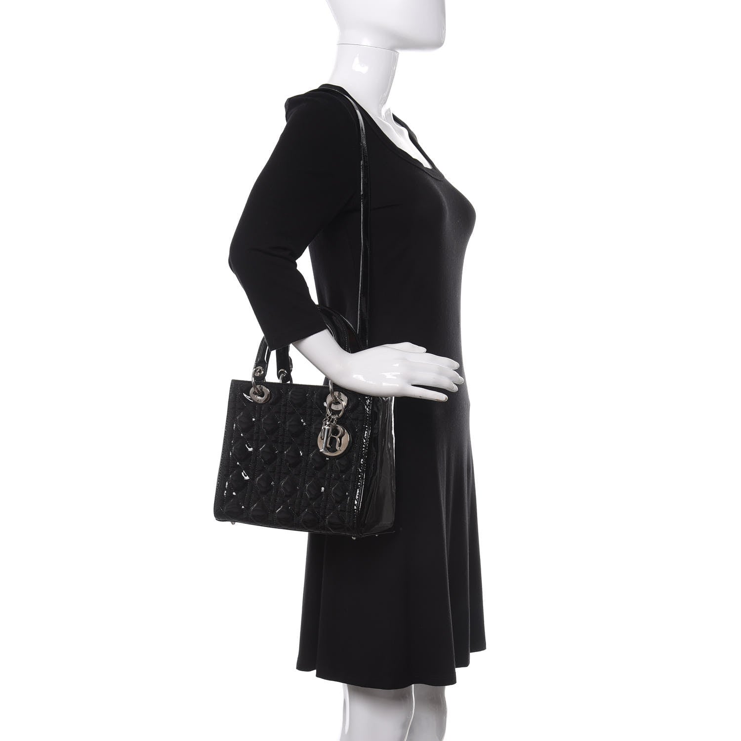 Christian Dior Patent Cannage Medium Lady Dior Black 2 of 9