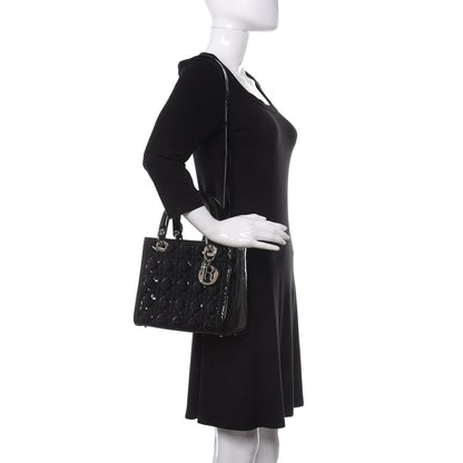 Christian Dior Patent Cannage Medium Lady Dior Black 2 of 9