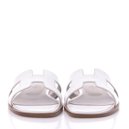 Hermes Box Calfskin Oran Sandals 36.5 White 2 of 9