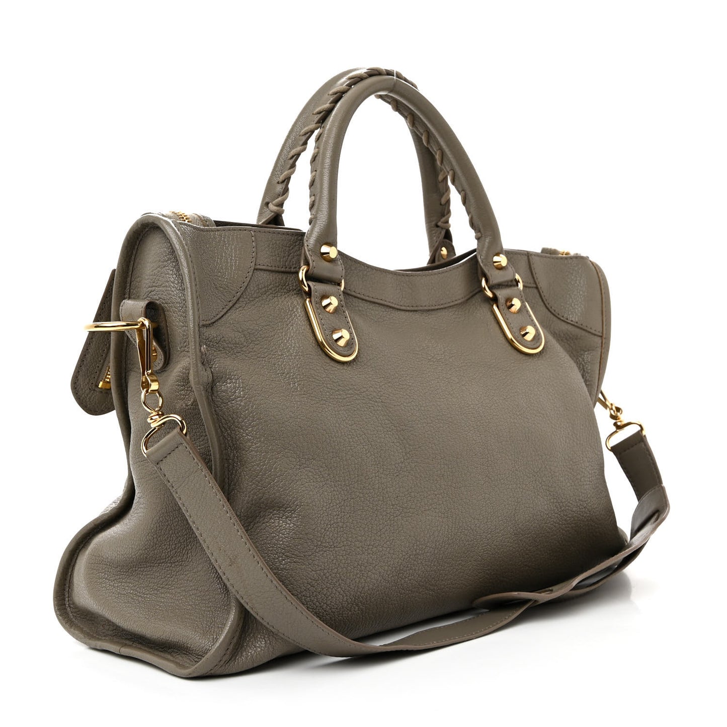 Chevre Gold Metallic Edge Hardware City Gris Taupe