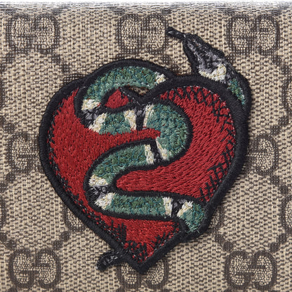 Gucci GG Supreme Monogram Kingsnake Heart Embroidered Print Card Case Red 8 of 11