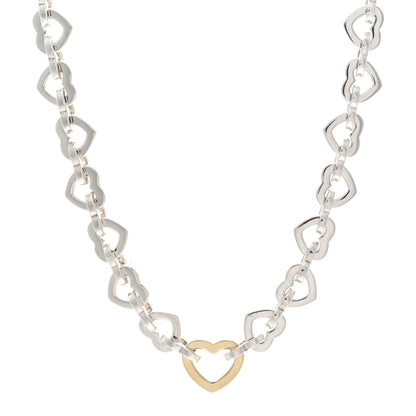 Tiffany Sterling Silver 18K Yellow Gold Heart Link Necklace 1 of 4
