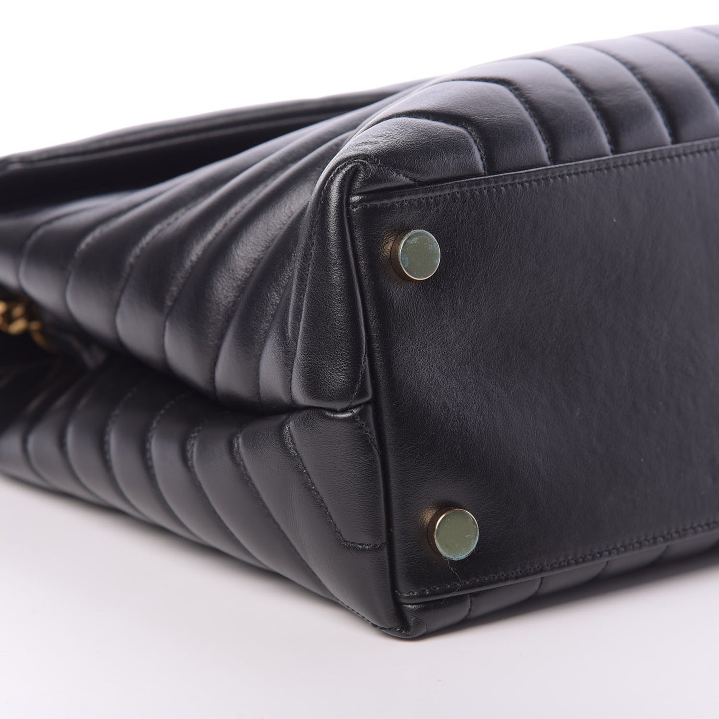 Calfskin Y Quilted Monogram Large Loulou Chain Satchel Black