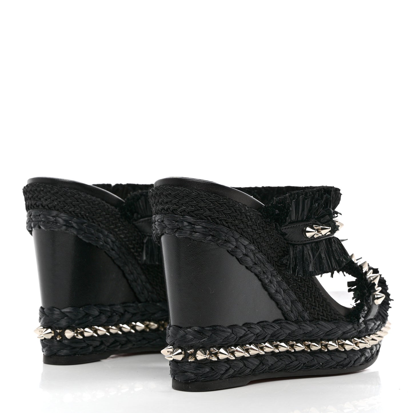 Voltinoudou 110mm Tie Cruise Raffia Spike Wedge 38 Black