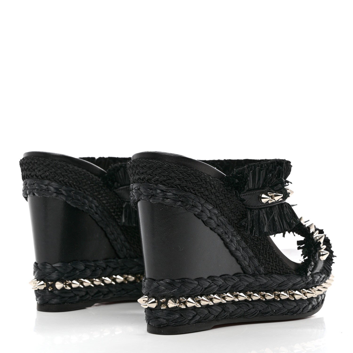 Christian Louboutin Voltinoudou 110mm Tie Cruise Raffia Spike Wedge 38 Black 4 of 8