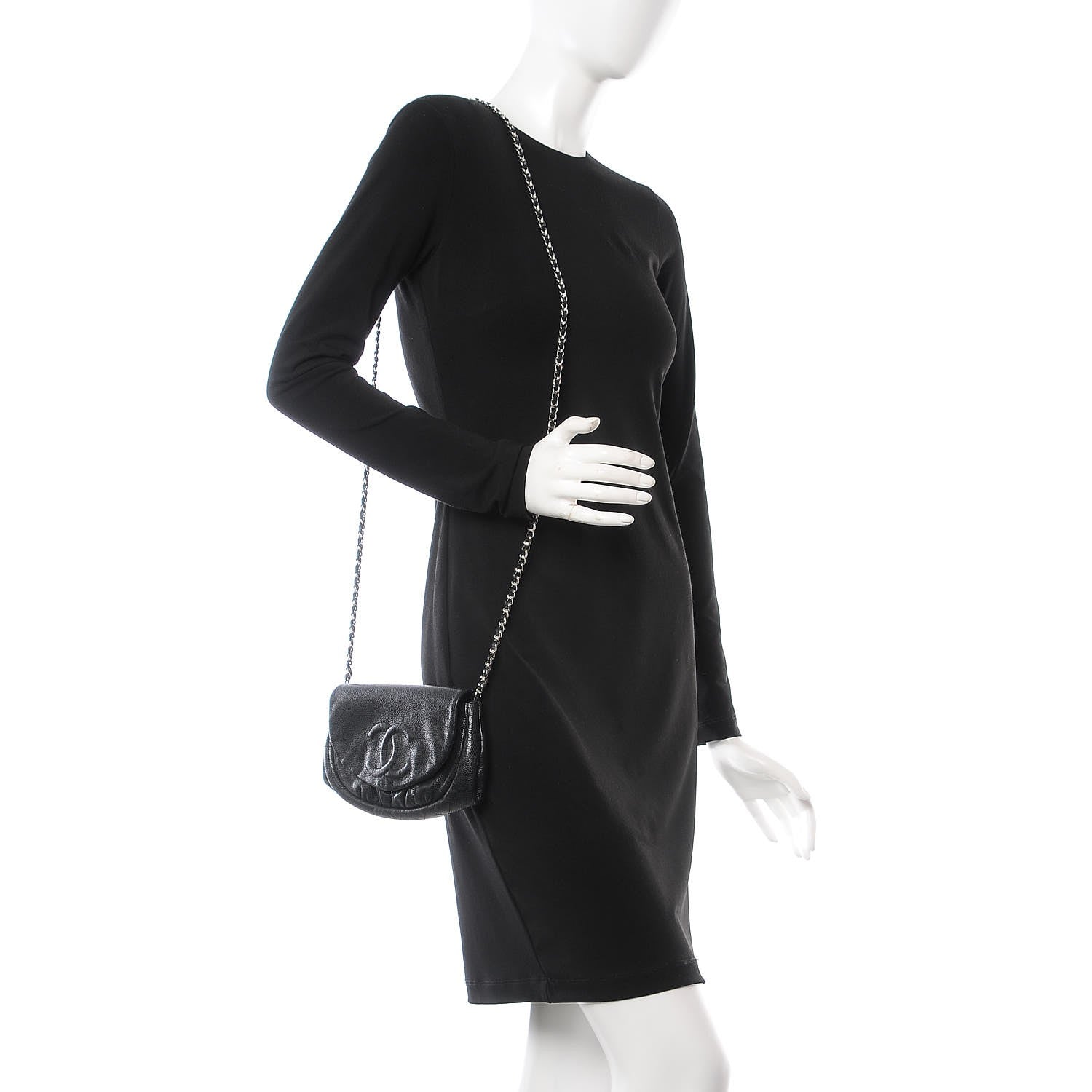 Chanel Caviar Half Moon Wallet On Chain WOC Black 2 of 9